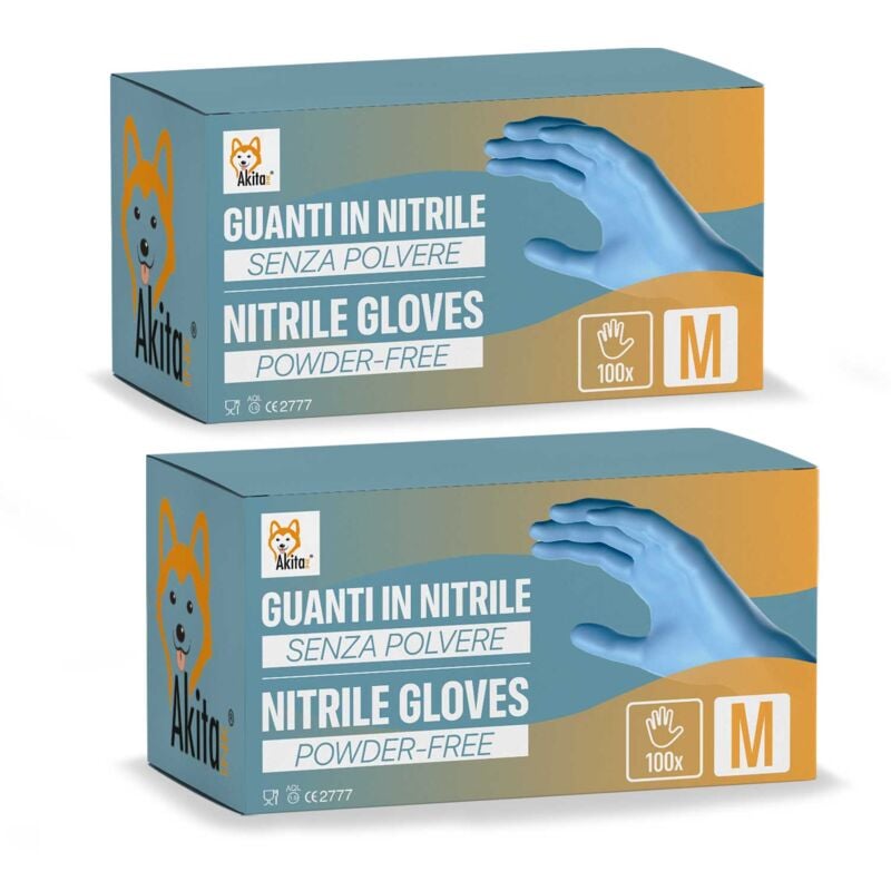 foto del prodotto guanti nitrile blu m senza polvere akitaink 200 pezzi