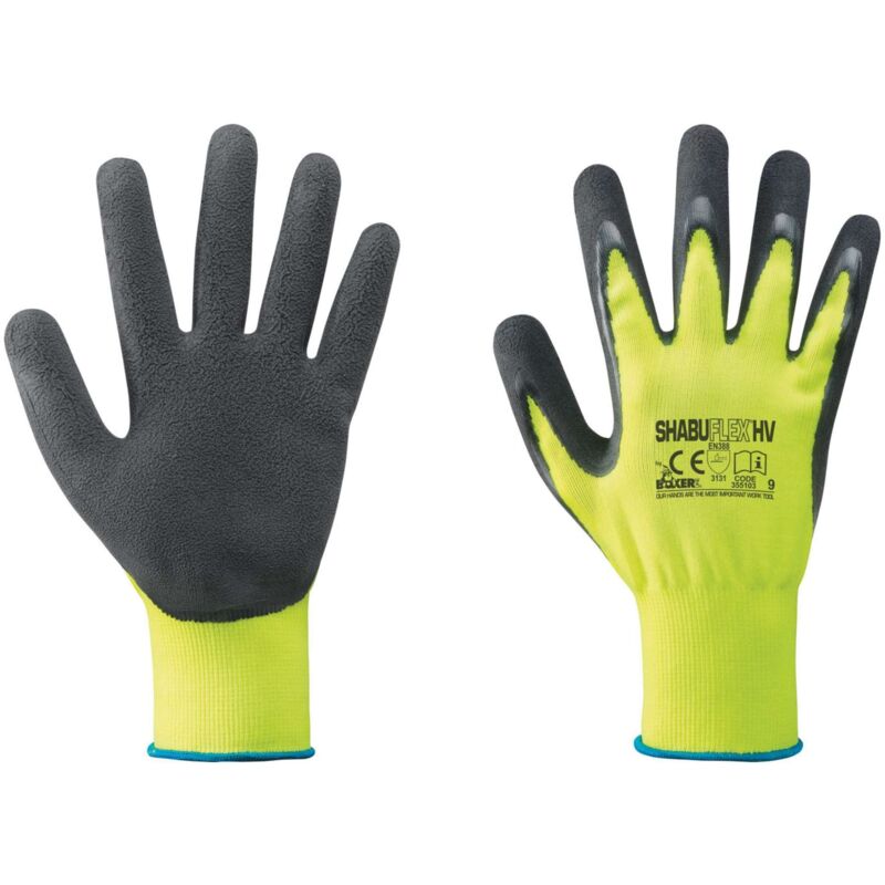 foto del prodotto guanti nylon lattice giallo fluo nero tg.9