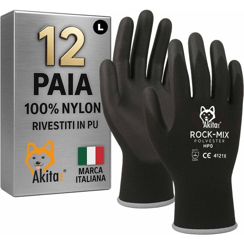 foto del prodotto guanti protettivi da lavoro 12 paia nylon pu taglia 9 l