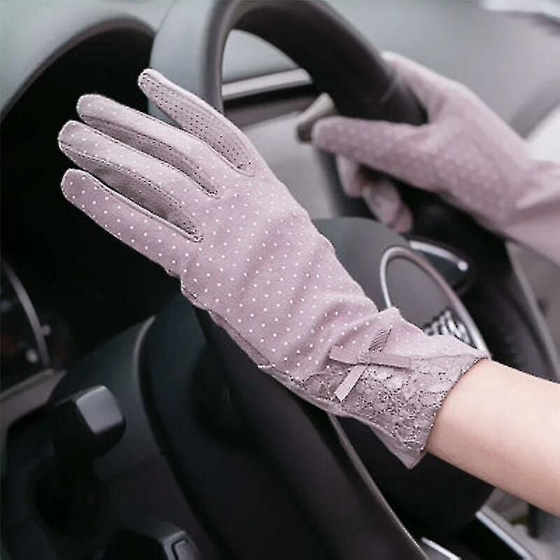 foto del prodotto guanti touch screen anti uv in cotone sottile da donna estivi guanti da donna eleganti in pizzo con fiocco pieno di dita dr
