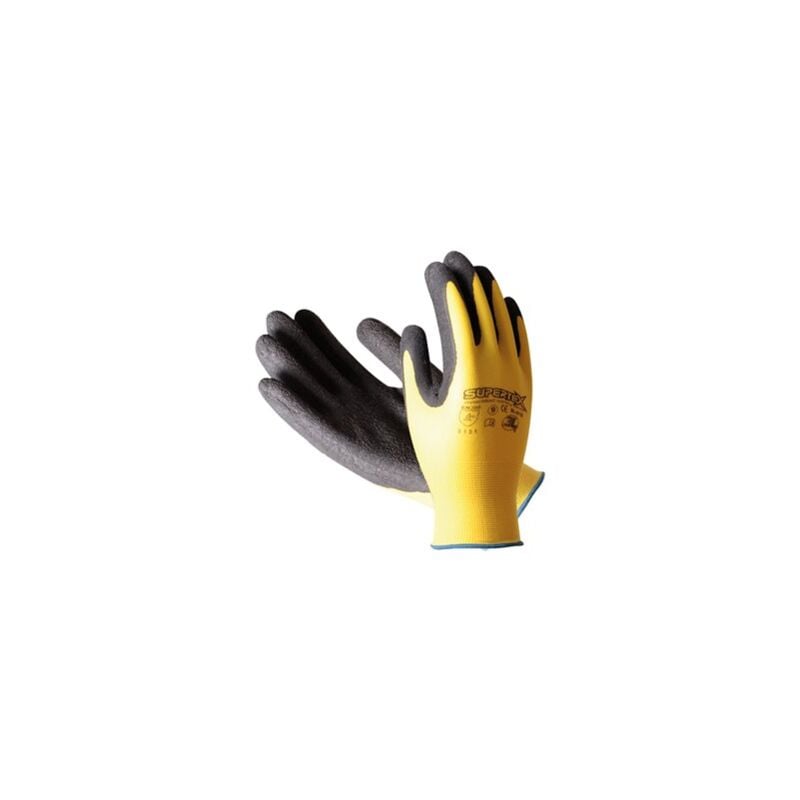 foto del prodotto guanto agricolo giallo in nylon e lattice con palmo supertex t 10sl 01