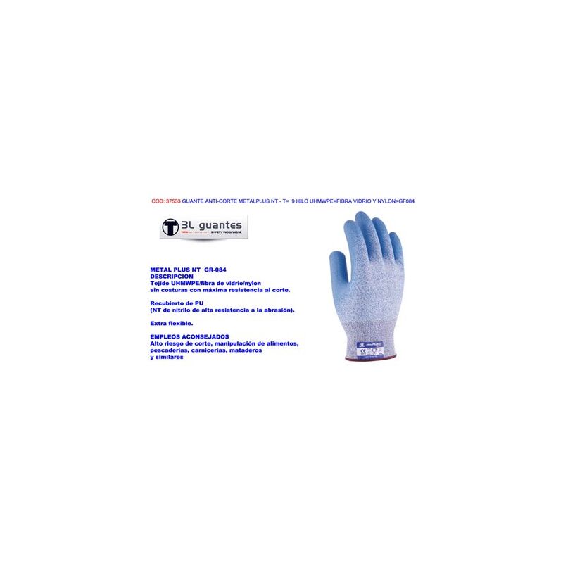 foto del prodotto guanto antitaglio metalplus nt t 9 uhmwpe fibra di vetro nylon gf084