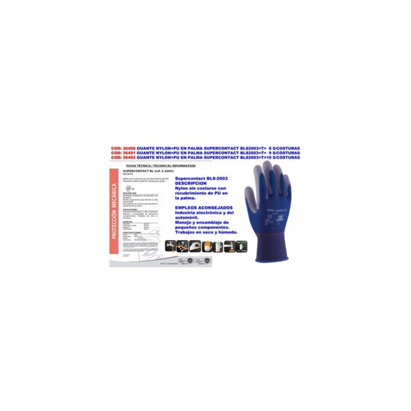 foto del prodotto guanto con palmo in nylon e pu supercontact bls2003t 9 senza cuciture