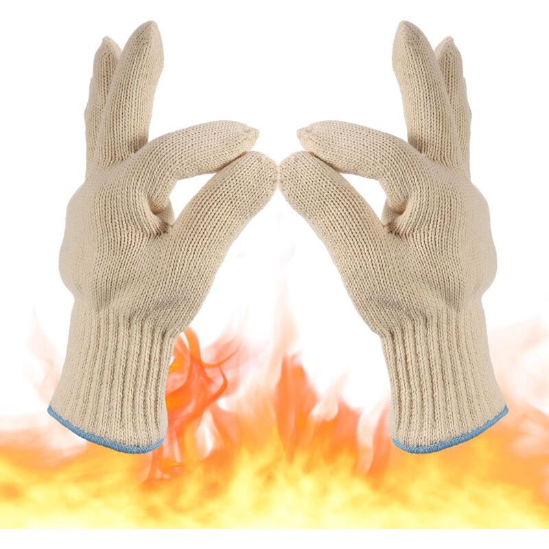 foto del prodotto guanto da cucina antiscottatura, guanto da forno resistente al calore, guanto da barbecue per interni ed esterni, in cotone spesso lavorato a maglia
