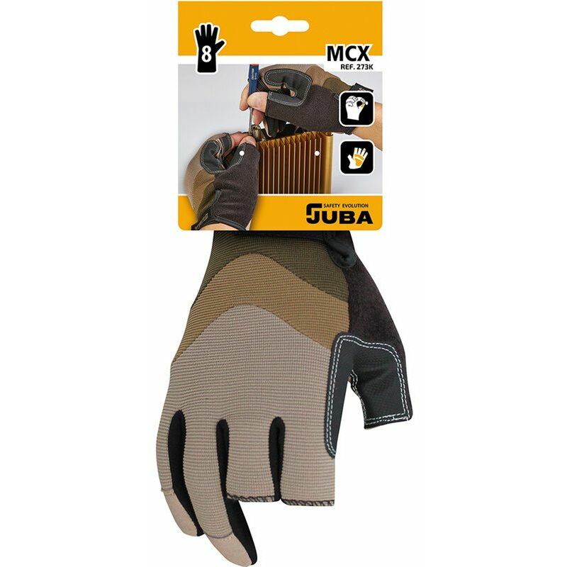 foto del prodotto guanto da lavoro tattile a 3 dita aperto in pelle sintetica spandex taglia 8 juba
