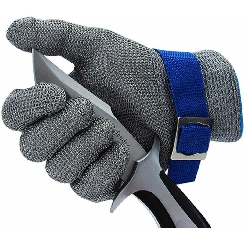 foto del prodotto guanto da macellaio antitaglio di livello 9 - maglia in acciaio inossidabile con filo resistente e antiruggine l