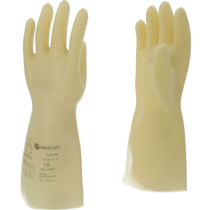 foto del prodotto guanto di protezione da elettricista con isolamento di protezione, taglia 10, classe 00, bianco