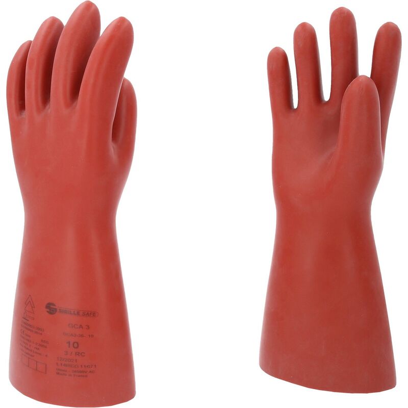 foto del prodotto guanto di protezione da elettricista con protezione meccanica e termica, taglia 10, classe 3, rosso