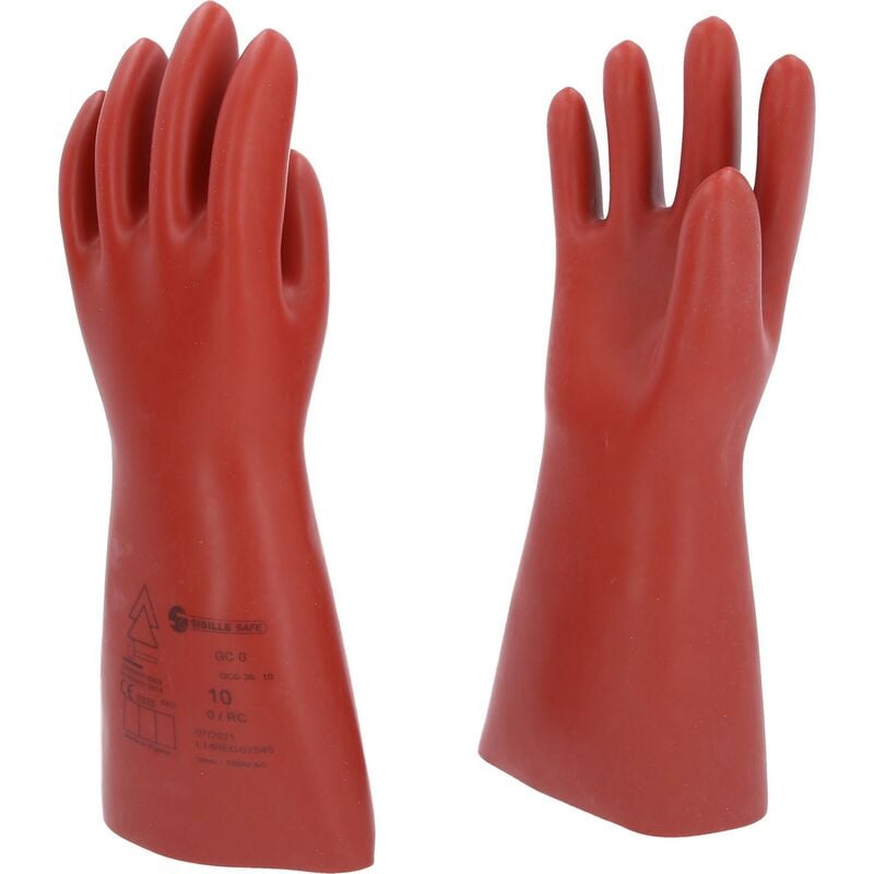 foto del prodotto guanto di protezione da elettricista con protezione meccanica, taglia 10, classe 0, rosso