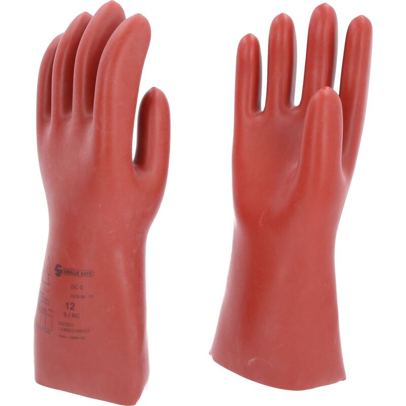 foto del prodotto guanto di protezione da elettricista con protezione meccanica, taglia 12, classe 0, rosso