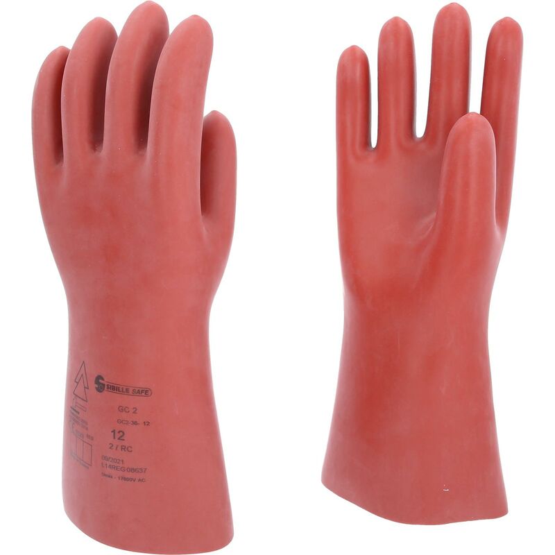 foto del prodotto guanto di protezione da elettricista con protezione meccanica, taglia 12, classe 2, rosso