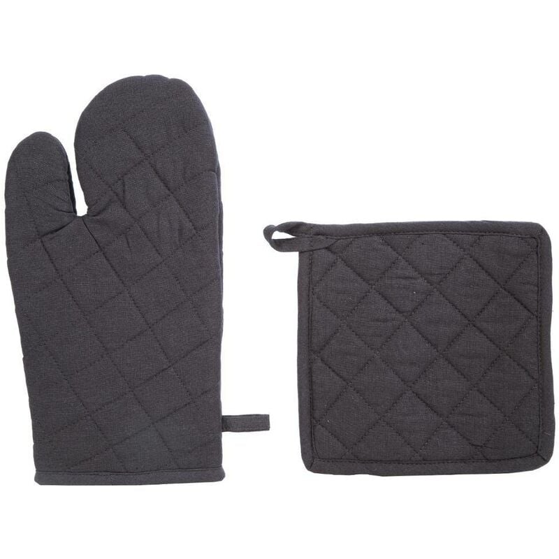 foto del prodotto guanto e presina in cotone grigio ardesia h30cm atmosphera cr ateur d int rieur