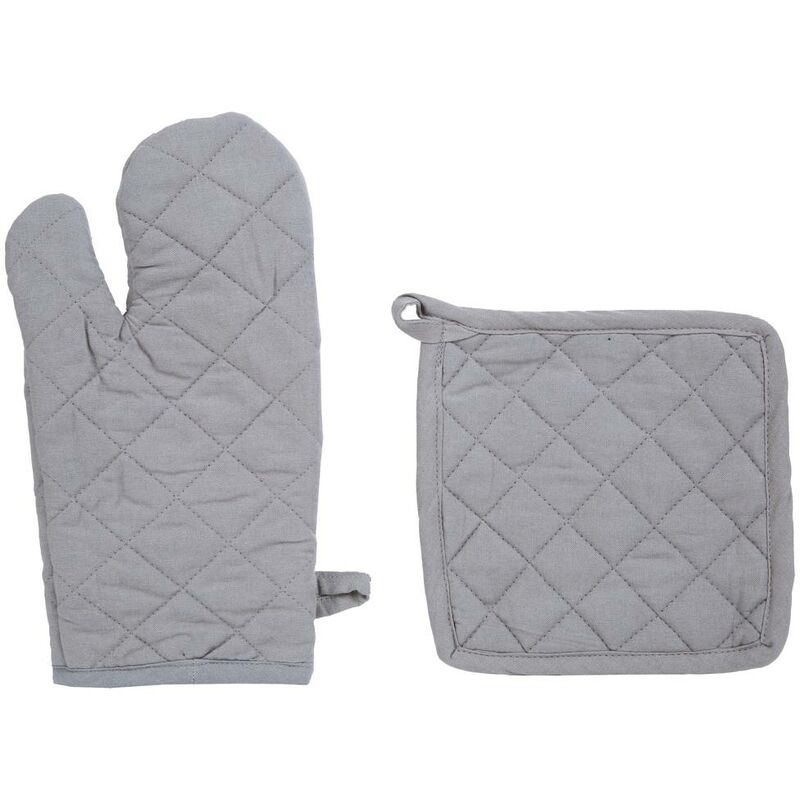 foto del prodotto guanto e presina in cotone grigio h30cm atmosphera cr ateur d int rieur