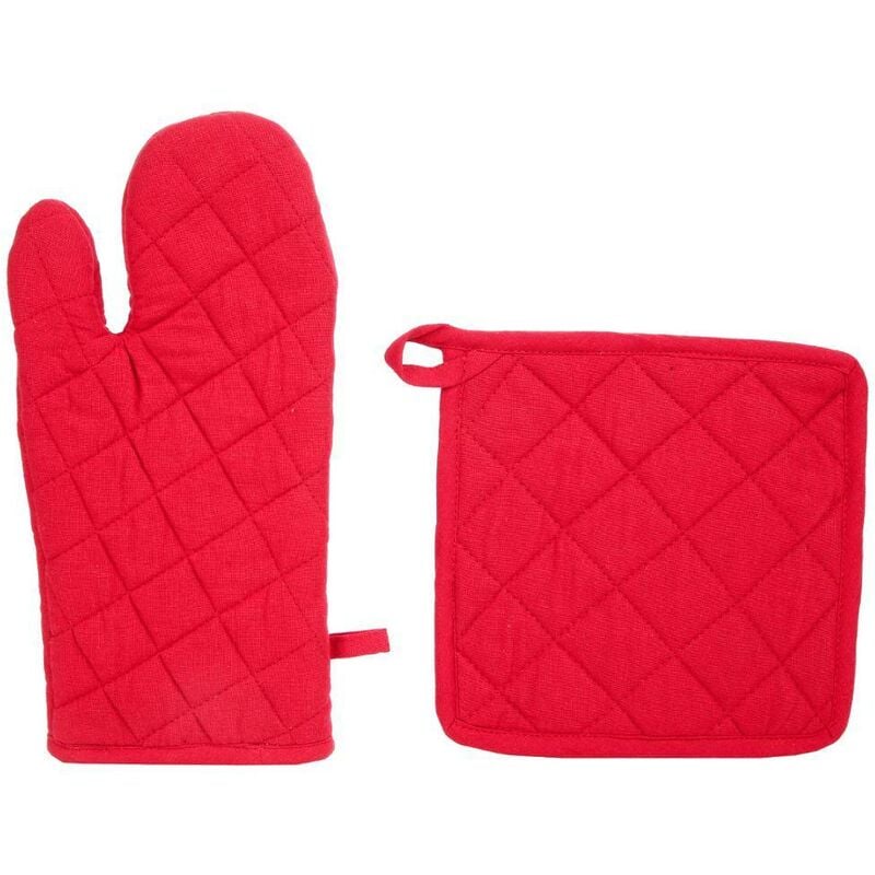 foto del prodotto guanto e presina in cotone rosso h30cm atmosphera cr ateur d int rieur