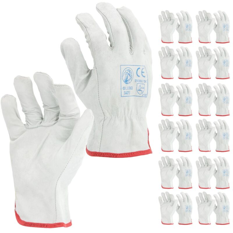 foto del prodotto guanto fiore vitello bianco orlato ottima resistenza 9 l pacco da 12pz sti