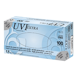 foto del prodotto guanto in cloruro di polivinile superficie liscia privo di talco 100 pezzi articolo uvipw 7