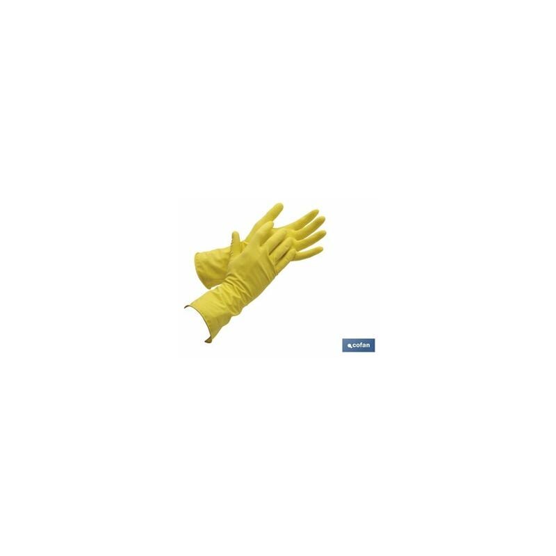 foto del prodotto guanto in lattice giallo floccato taglia 8