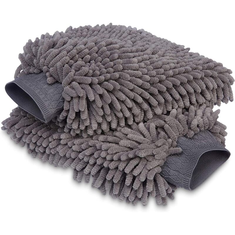 foto del prodotto guanto in microfibra lablanc panno per la pulizia dell auto di lusso, confezione da 2, grigio, 30 cm di lunghezza x 20 cm di larghezza