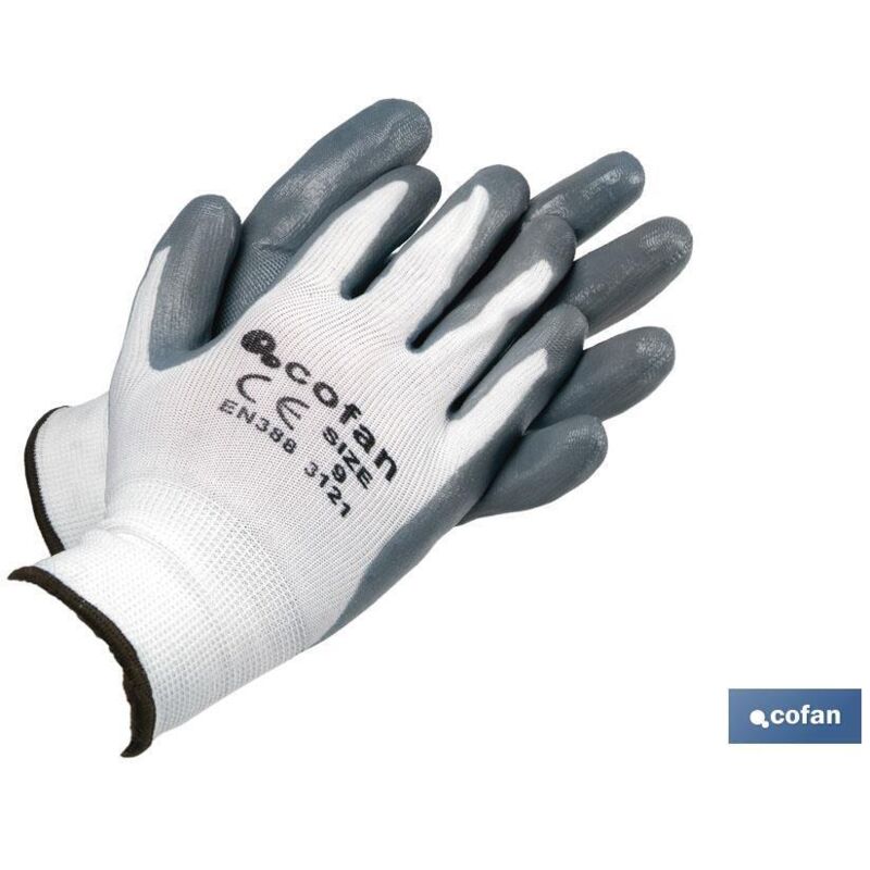 foto del prodotto guanto in nitrile impregnato al 100 in pu, blister grigio, taglia 10