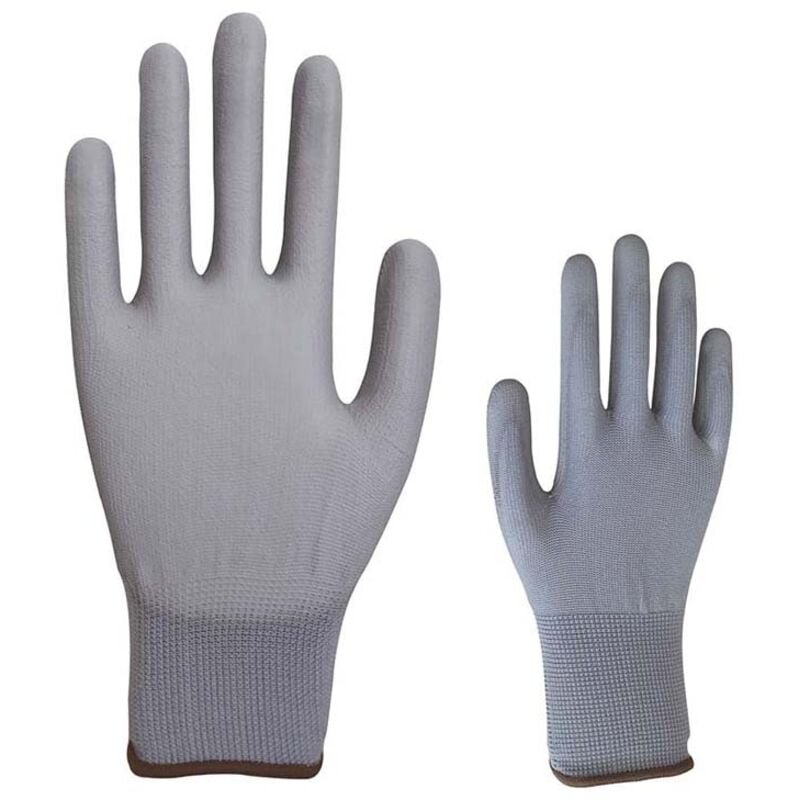 foto del prodotto guanto in poliestere grigio, palmo in pu, colore grigio, tg. 9