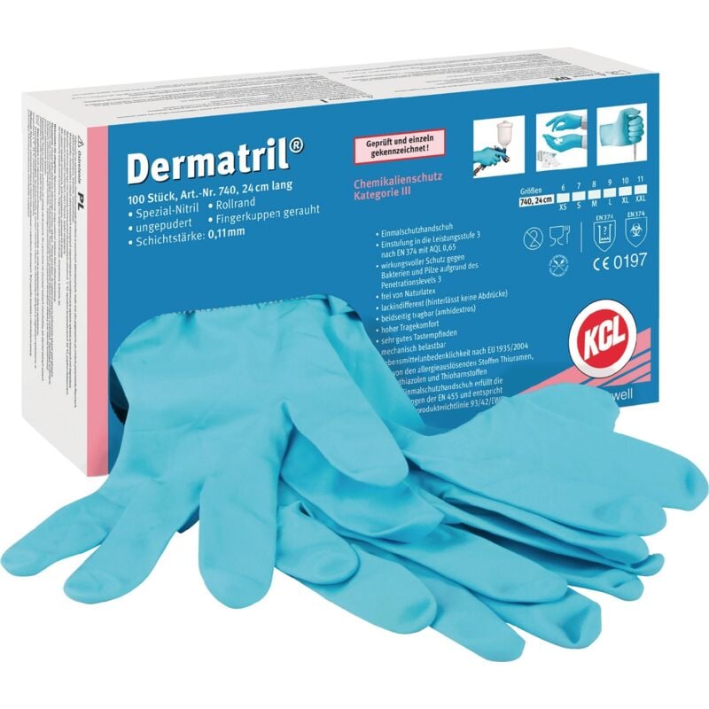 foto del prodotto guanto monouso dermatril740, gr.10 box 100 parti .