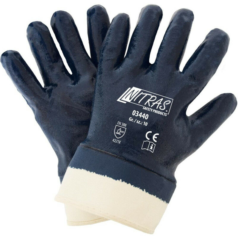 foto del prodotto guanto nitrile. cuffia. rivestito in modo bastone. taglia 10