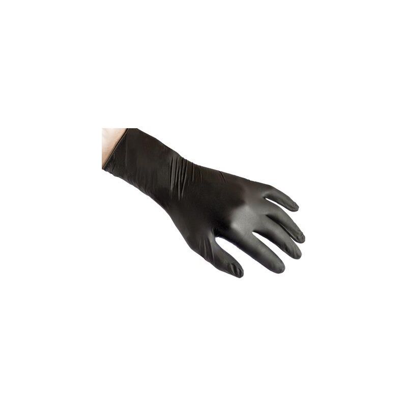 foto del prodotto guanto nitrile monouso nero manichetta lunga gr 7,7 aql 1,5 senza polvere cf pz 50 m