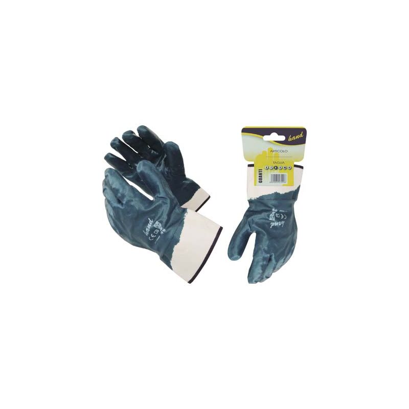 foto del prodotto guanto nitrile nbr blu dorso ricoperto hand tela cotone bianco manichetta 10 conf. da 12pa