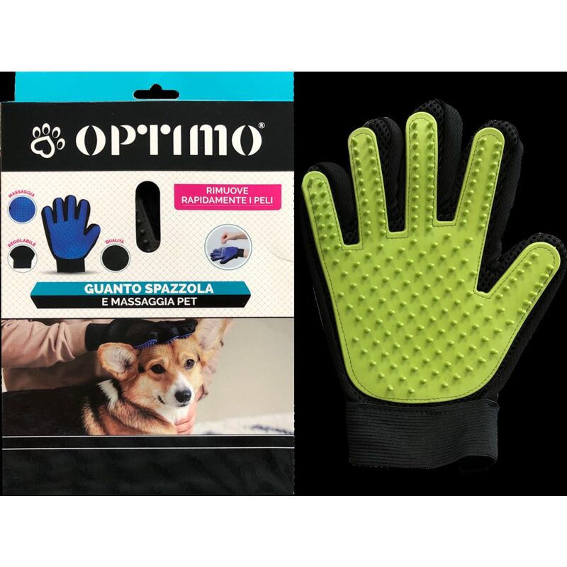 foto del prodotto guanto spazzola e massaggia pet in colore assortito optimo