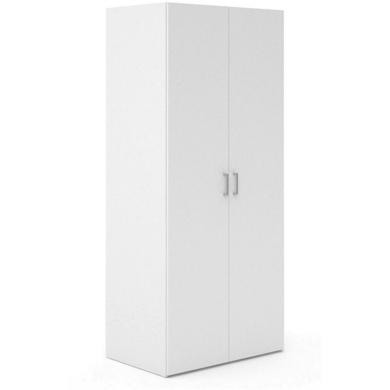 foto del prodotto guardaroba 2 ante alibabba, mobile camera da letto, cabina armadio portabiti, armadio appendiabiti, 77x49 h175 cm, bianco dmora