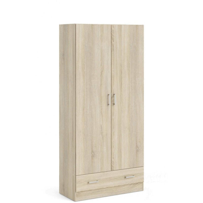 foto del prodotto guardaroba 2 ante amylya, mobile camera da letto, cabina armadio portabiti, armadio appendiabiti, 79x36 h170 cm, quercia dmora