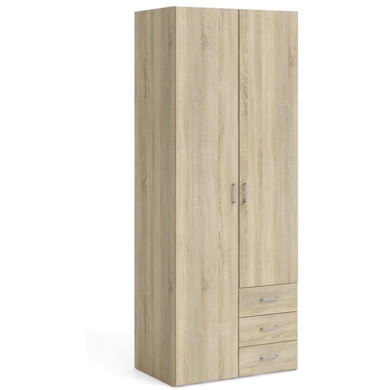 foto del prodotto guardaroba 2 ante apollina, mobile camera da letto, cabina armadio portabiti, armadio appendiabiti, 78x50 h200 cm, quercia dmora