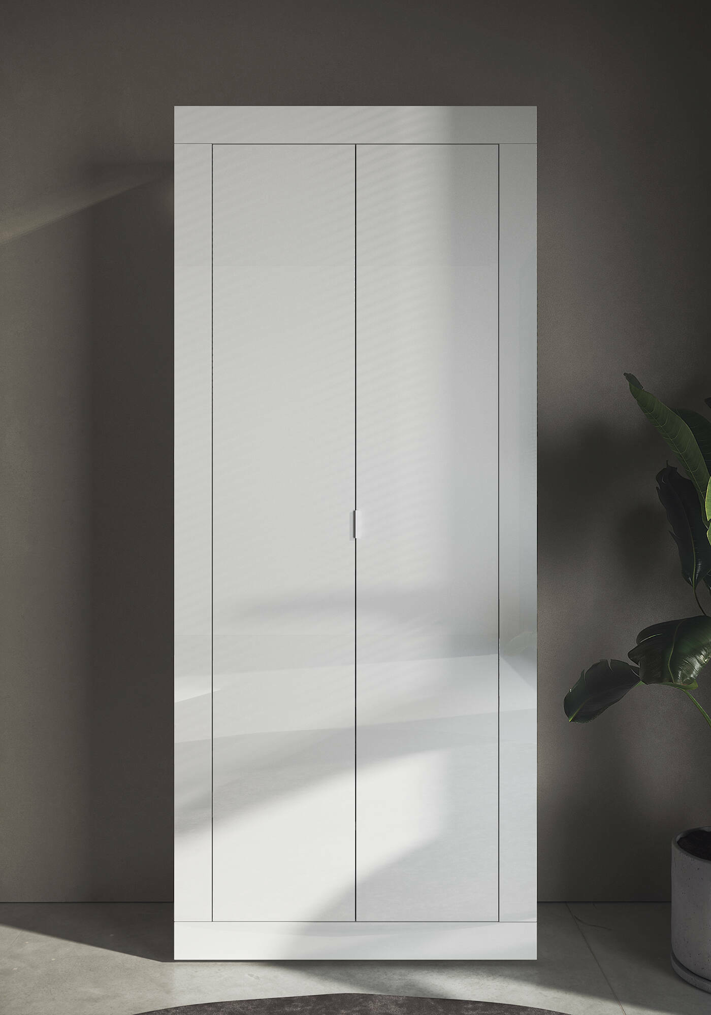 foto del prodotto guardaroba 2 ante contea, mobile camera da letto, cabina armadio portabiti, armadio appendiabiti, made in italy, 78x35 h185 cm, bianco lucido