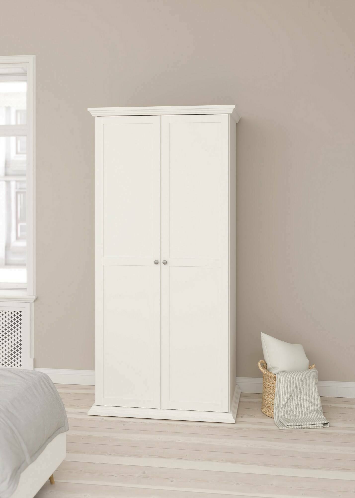 foto del prodotto guardaroba 2 ante darby, mobile camera da letto, cabina armadio portabiti, armadio appendiabiti, 96x63 h200 cm, bianco