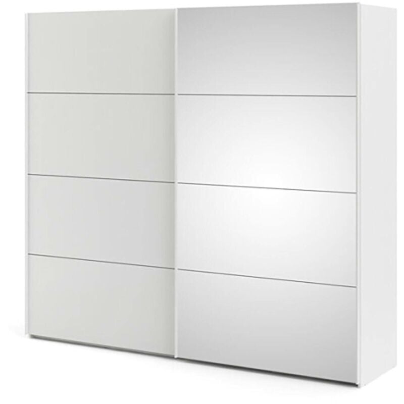 foto del prodotto guardaroba 2 ante emmeline, mobile camera da letto, cabina armadio portabiti, armadio appendiabiti, 243x61 h220 cm, bianco lucido dmora