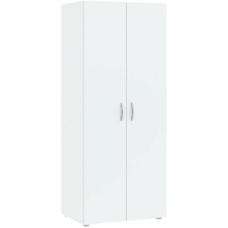 foto del prodotto guardaroba 2 ante malvito, mobile camera da letto, cabina armadio portabiti, armadio appendiabiti, 74x52 h179 cm, bianco
