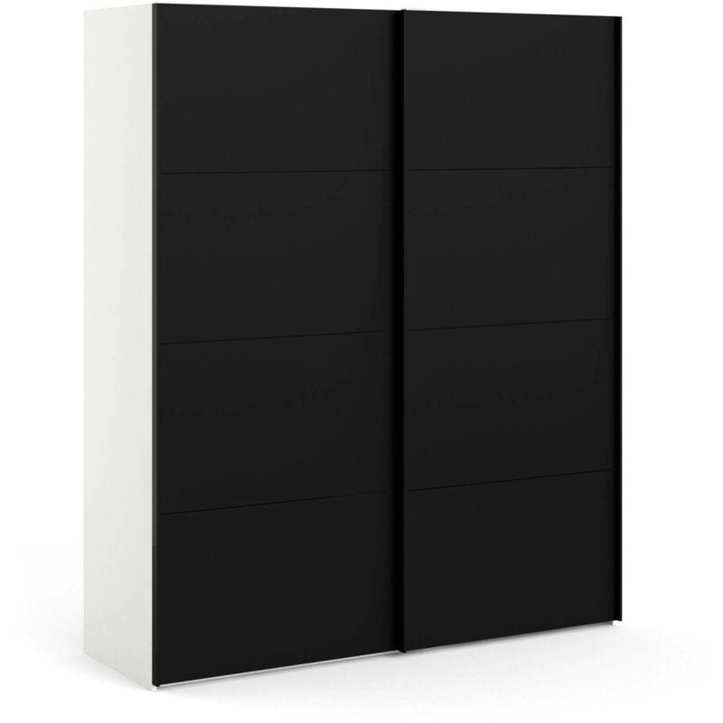 foto del prodotto guardaroba 2 ante portlouis, mobile camera da letto, cabina armadio portabiti, armadio appendiabiti, 182x62 h220 cm, nero e bianco - dmora