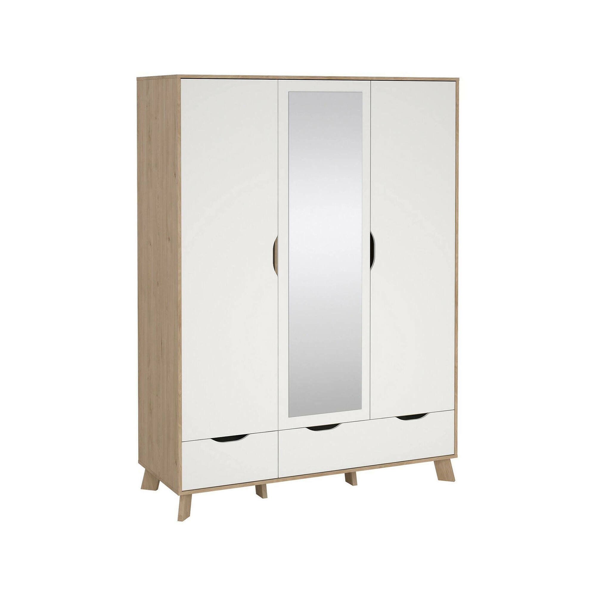 foto del prodotto guardaroba 2 ante pyarr, mobile camera da letto, cabina armadio portabiti, armadio appendiabiti, 147x58 h201 cm, rovere e bianco