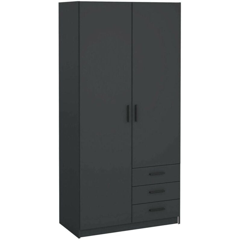 foto del prodotto guardaroba 2 ante sultani, mobile camera da letto, cabina armadio portabiti, armadio appendiabiti, 99x50 h200 cm, grigio dmora