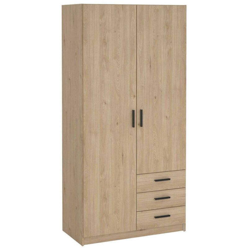 foto del prodotto guardaroba 2 ante sultani, mobile camera da letto, cabina armadio portabiti, armadio appendiabiti, 99x50 h200 cm, rovere dmora