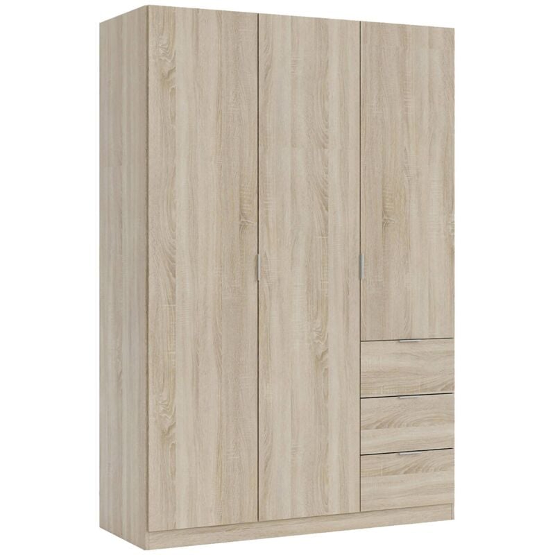foto del prodotto guardaroba 3 ante armadio camera da letto marrone rovere 52x135 cm