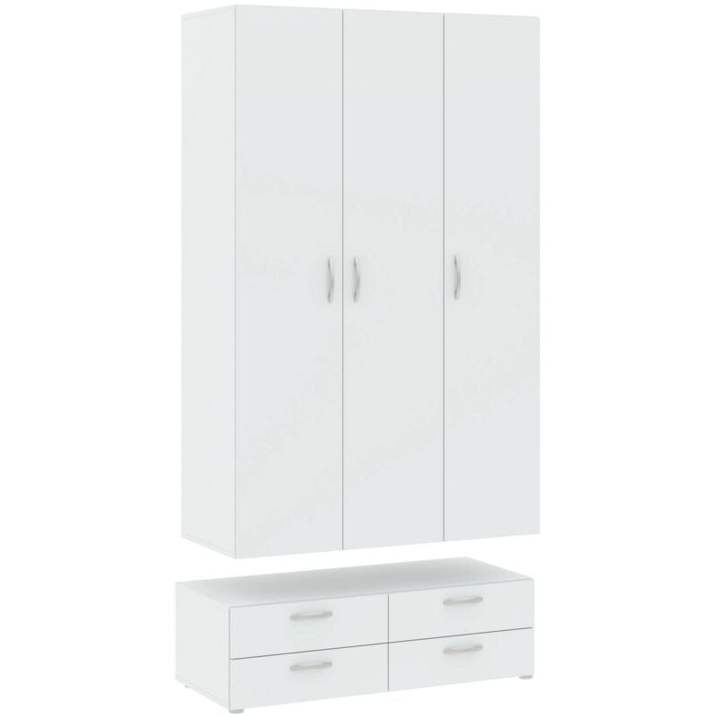 foto del prodotto guardaroba 3 ante randazzo, mobile camera da letto, cabina armadio portabiti, armadio appendiabiti, 111x52 h214 cm, bianco dmora