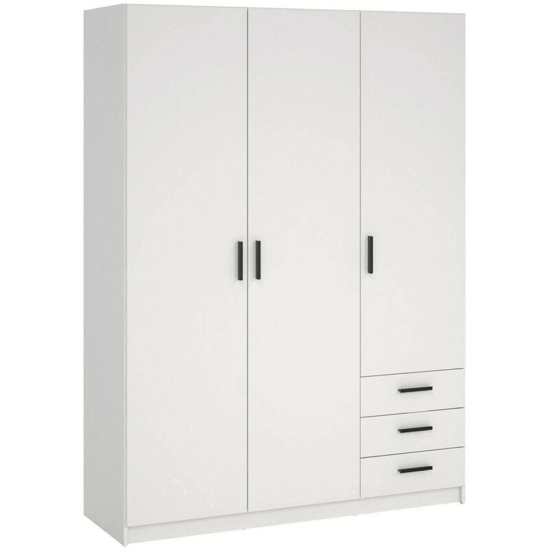 foto del prodotto guardaroba 3 ante thea, mobile camera da letto, cabina armadio portabiti, armadio appendiabiti, 147x50 h200 cm, bianco dmora