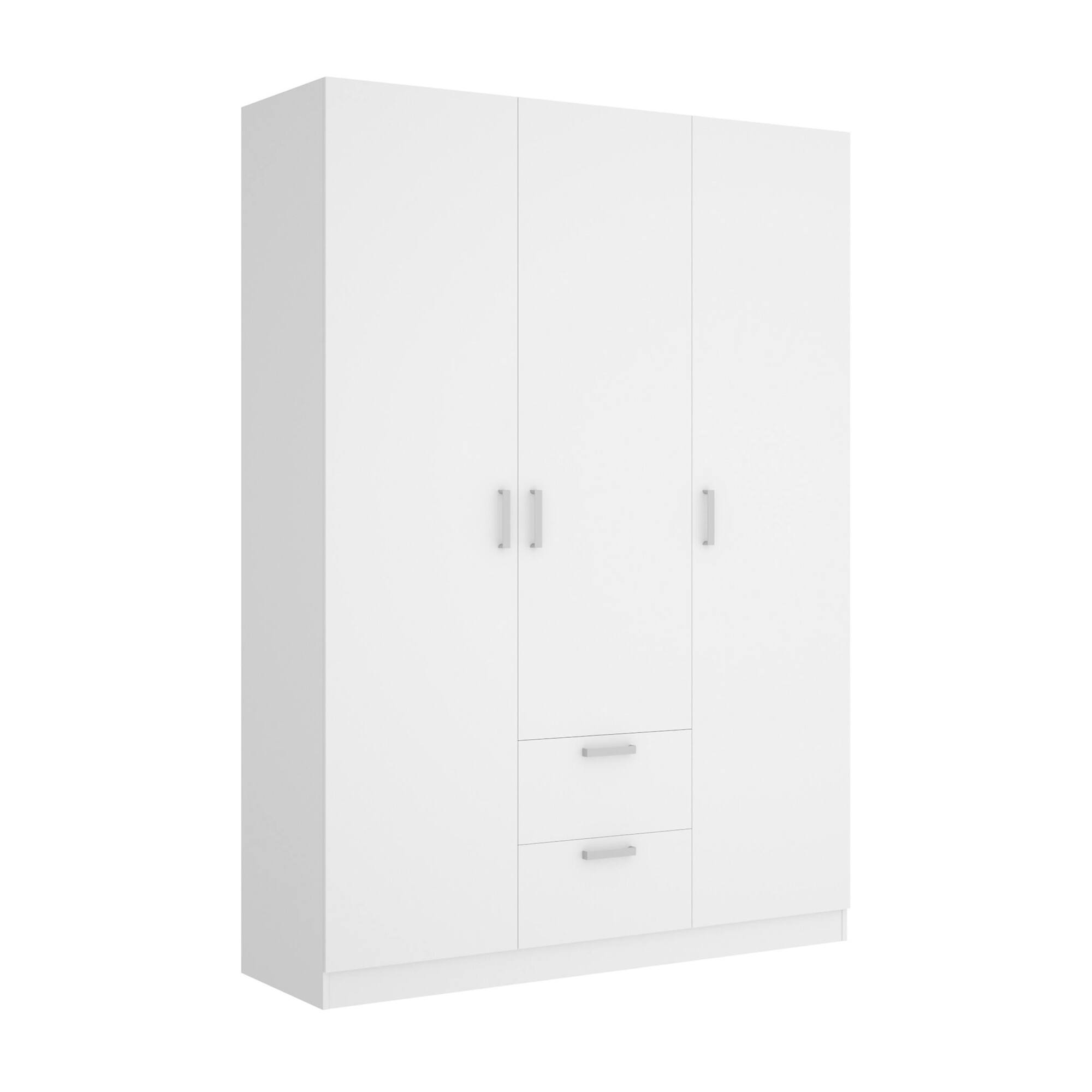 foto del prodotto guardaroba ales, mobile appendiabiti per camera da letto, armadio a 3 ante battenti e 2 cassetti, 150x52h215 cm, bianco