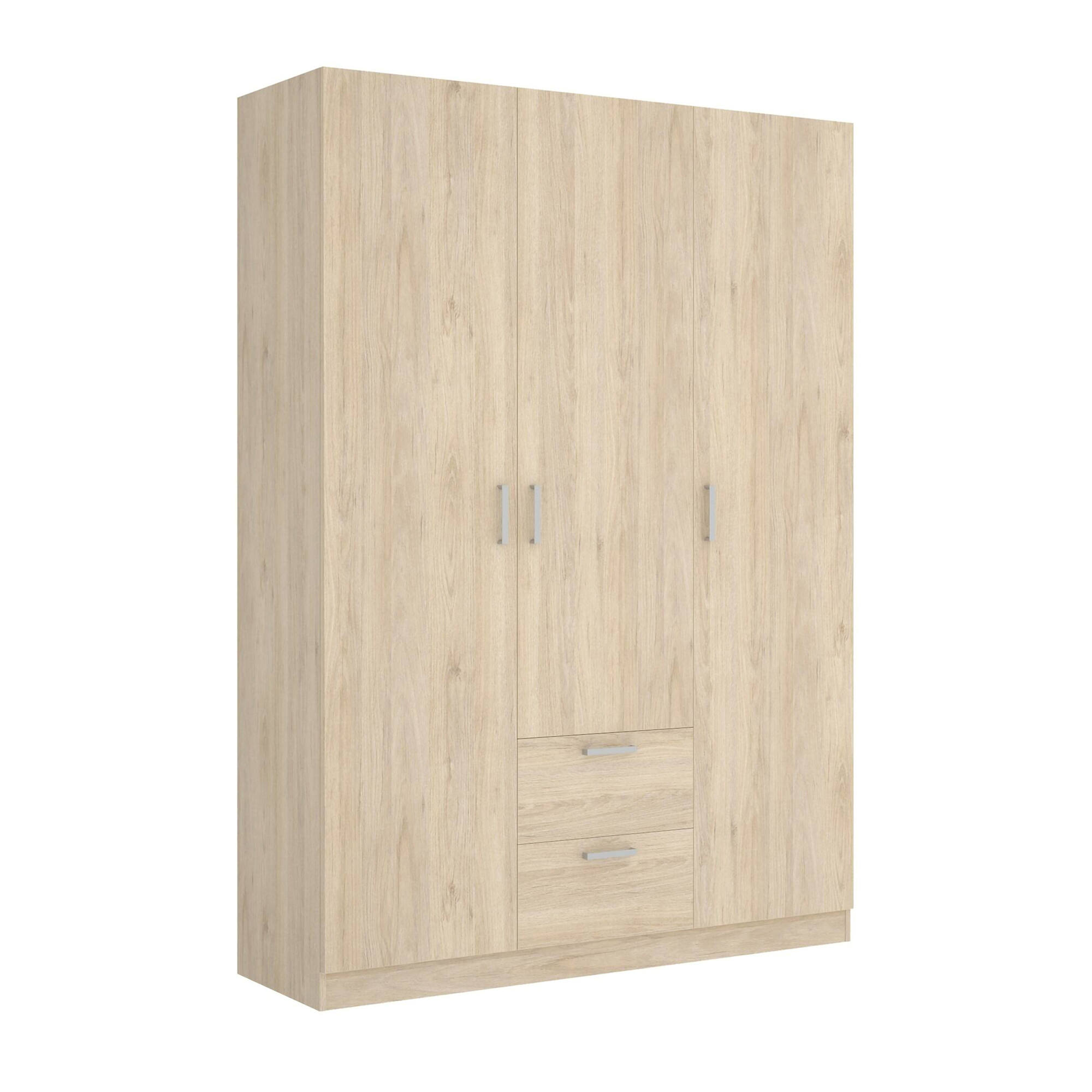 foto del prodotto guardaroba ales, mobile appendiabiti per camera da letto, armadio a 3 ante battenti e 2 cassetti, 150x52h215 cm, rovere