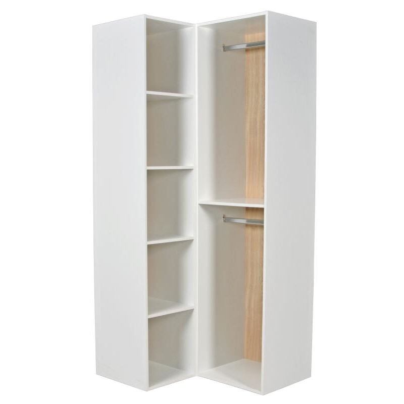 foto del prodotto guardaroba angolare modulare l84,5 cm bianco e naturale tamoka