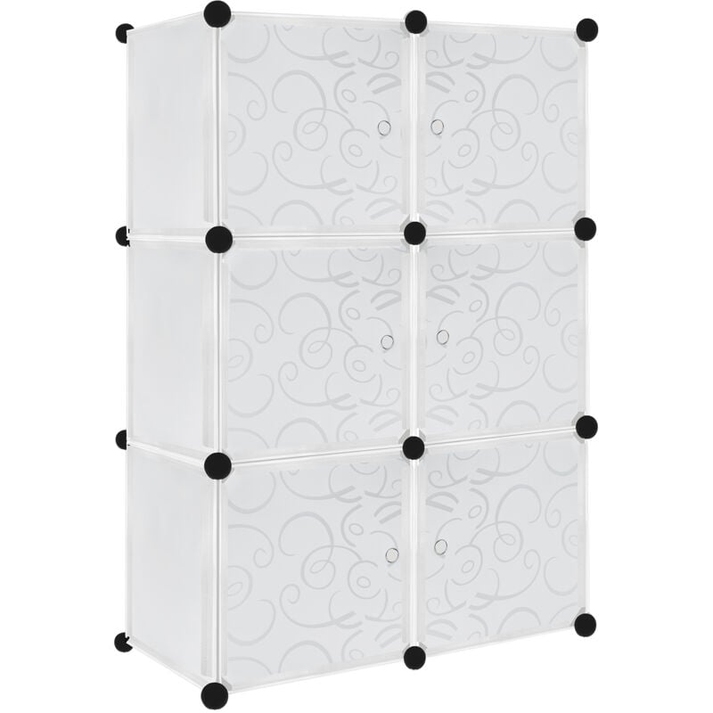 foto del prodotto guardaroba armadio a 16 cubi con porte,armadio combinato modulare, armadio pieghevole in plastica, scaffale portatile 74,5x 37 x 112cm,bianco aufun
