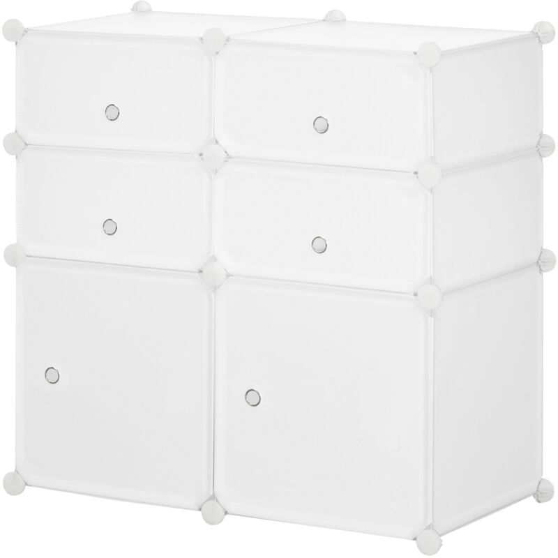 foto del prodotto guardaroba armadio componibile modulare con 6 scomparti bianco homcom