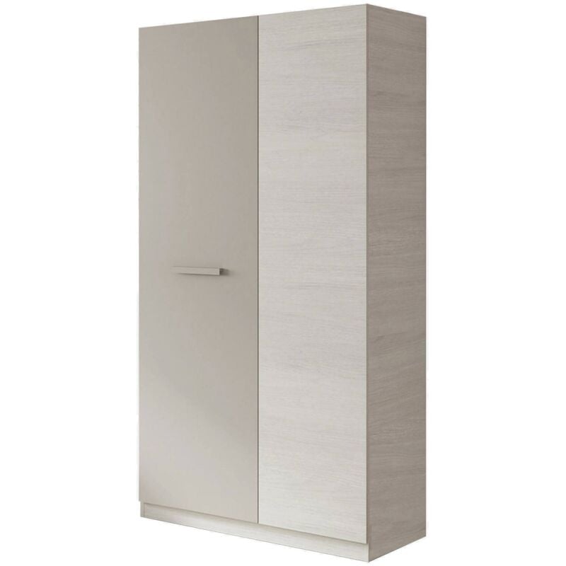 foto del prodotto guardaroba, armadio per camera da letto a 2 ante battenti, mobile con 3 ripiani e barra appendiabiti, cm 90x52h200, bianco e marrone