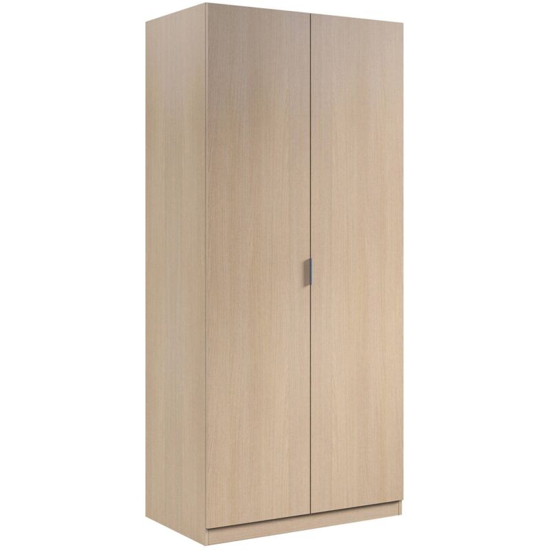 foto del prodotto guardaroba, armadio per camera da letto a 2 ante battenti, mobile per camera da letto con 1 ripiano e barra appendiabiti, cm 82x52h180, rovere